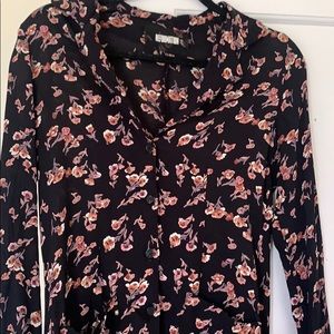 Reformation Black Floral Button up dress